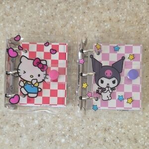 Sanrio Hello Kitty & Kuromi Checkered Mini Binders - Pink & Purple NWT Set Of 2